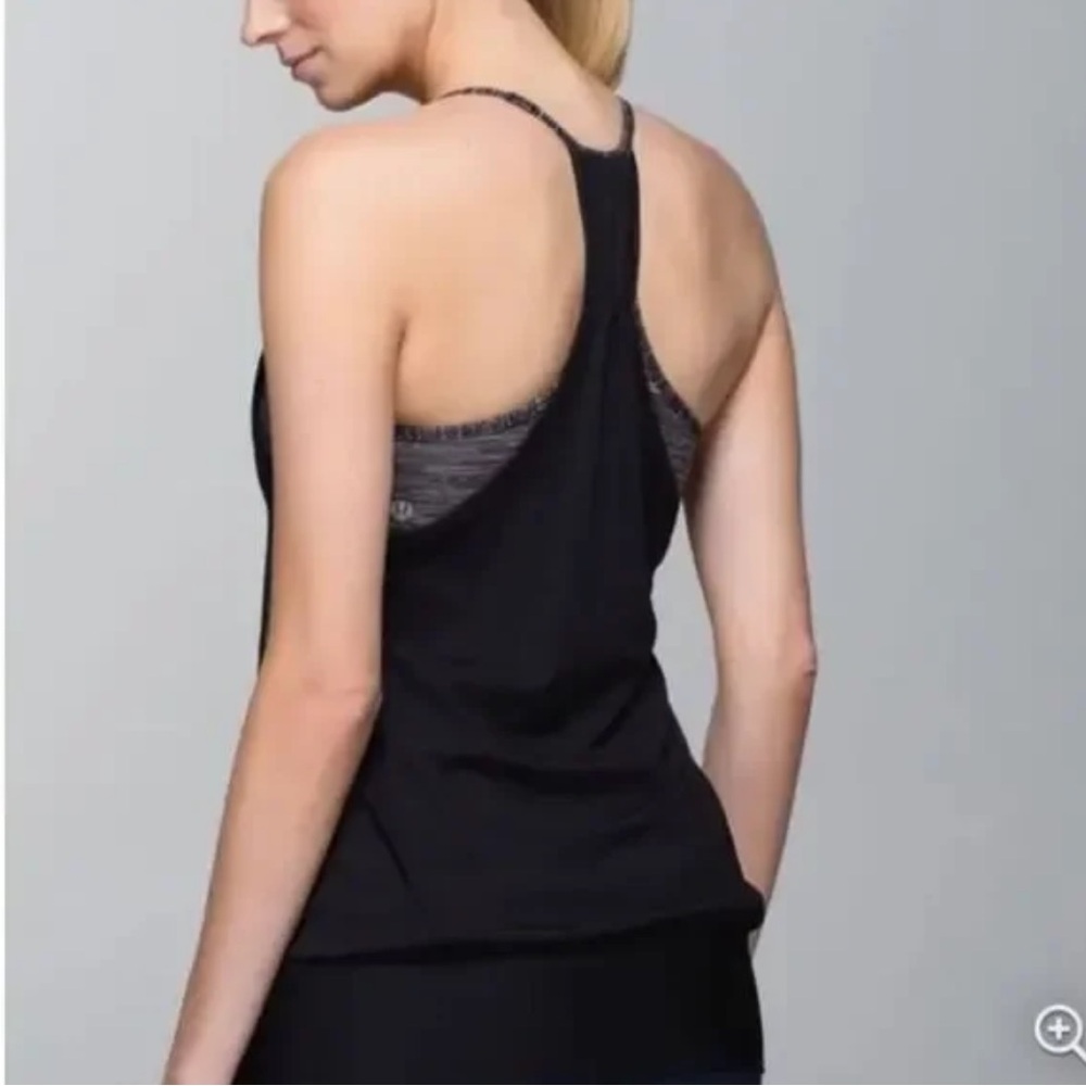 Lululemon No Limits Tank Black Mesh Top with Built-in Sports Bra Size 6